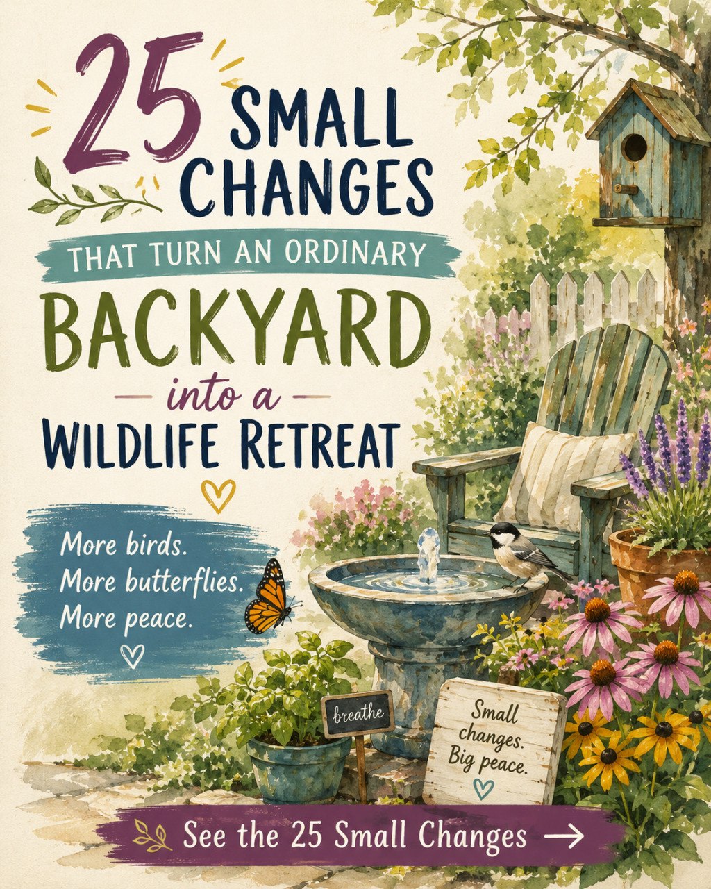 25 Small Changes That Turn an Ordinary Backyard Into a Wildlife Retreat teaser graphic